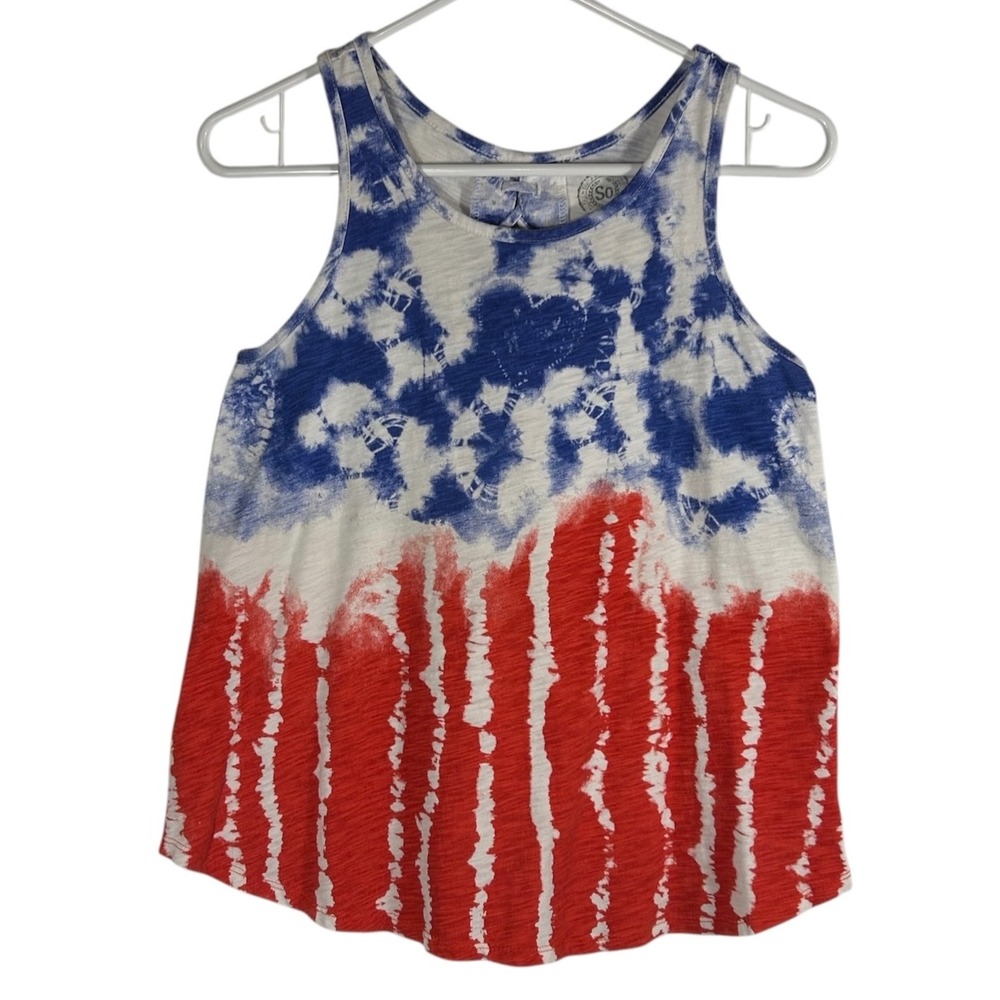 SO Authentic American Heritage Girls XL 16 Tie Dye Tank Top Red White Blue
